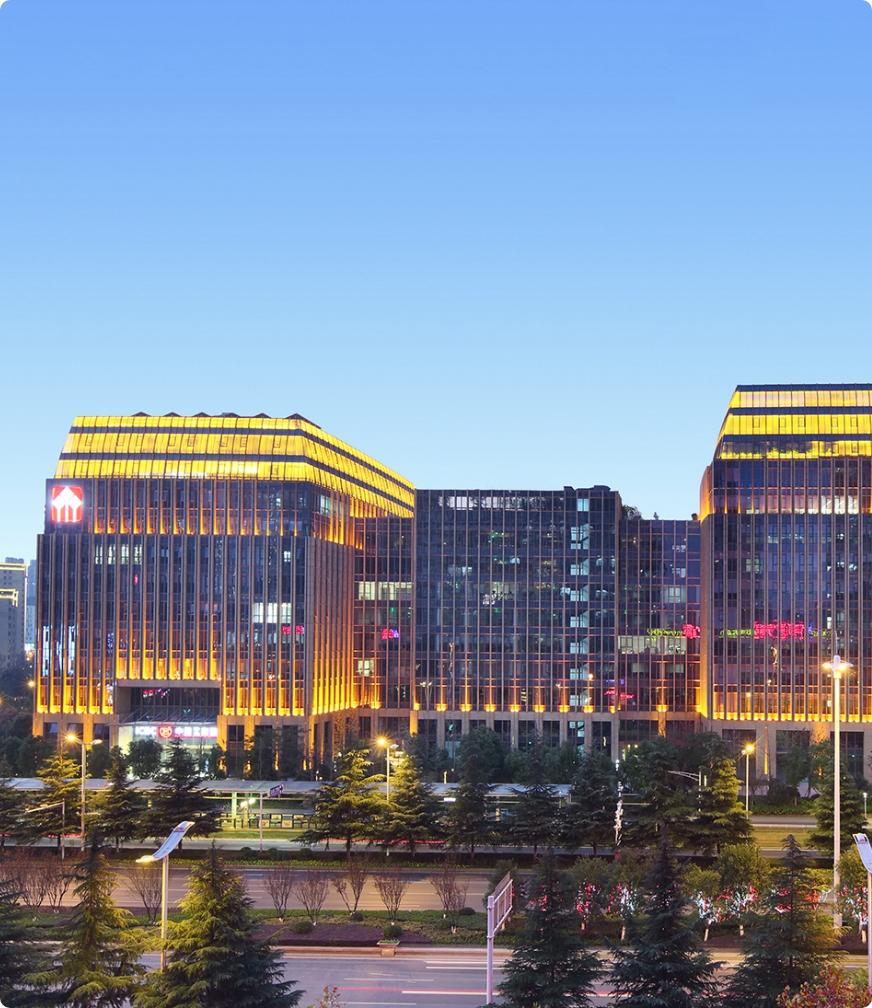 One of Huatai Securities headquarters at dusk.